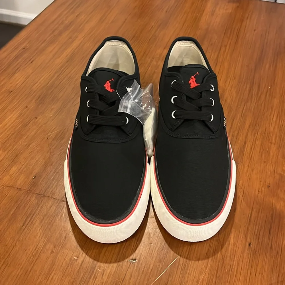 Polo Ralph Lauren Morray Boat Deck shoes sneakers new black red Mens Size 10